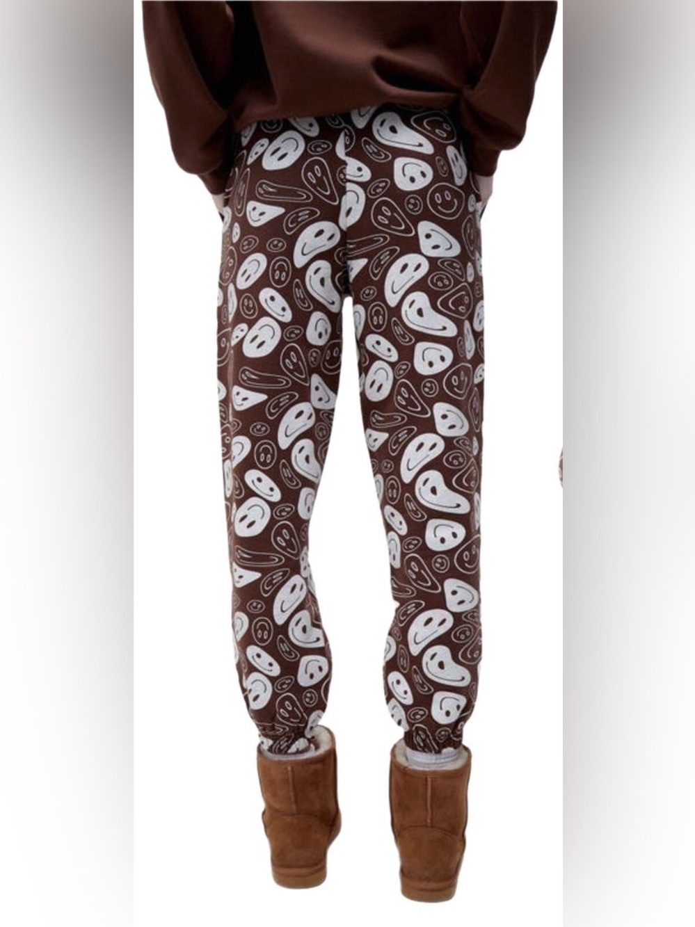 Urban Outfitters Brown & Cream Smiley Face Joggers Womens Small